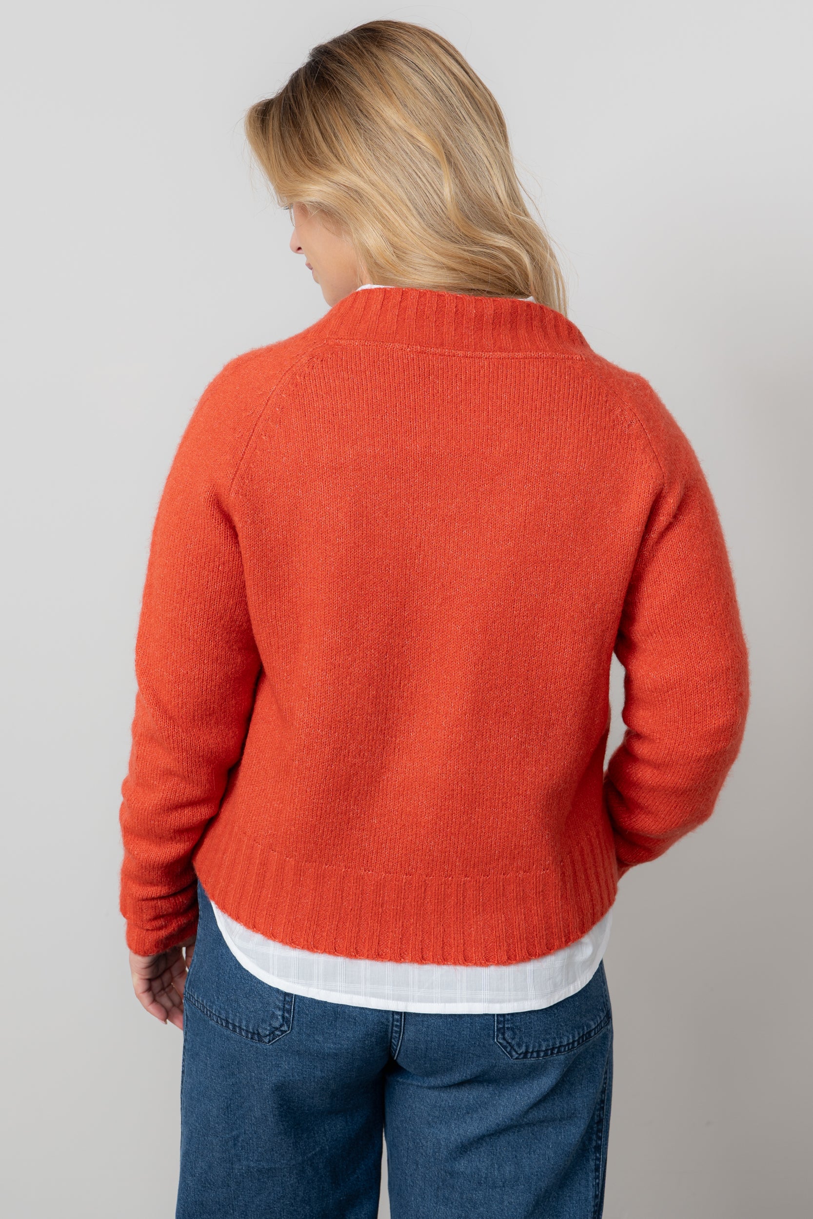 Woodchester V-Neck Boxy Knit Jumper Red - Image 4