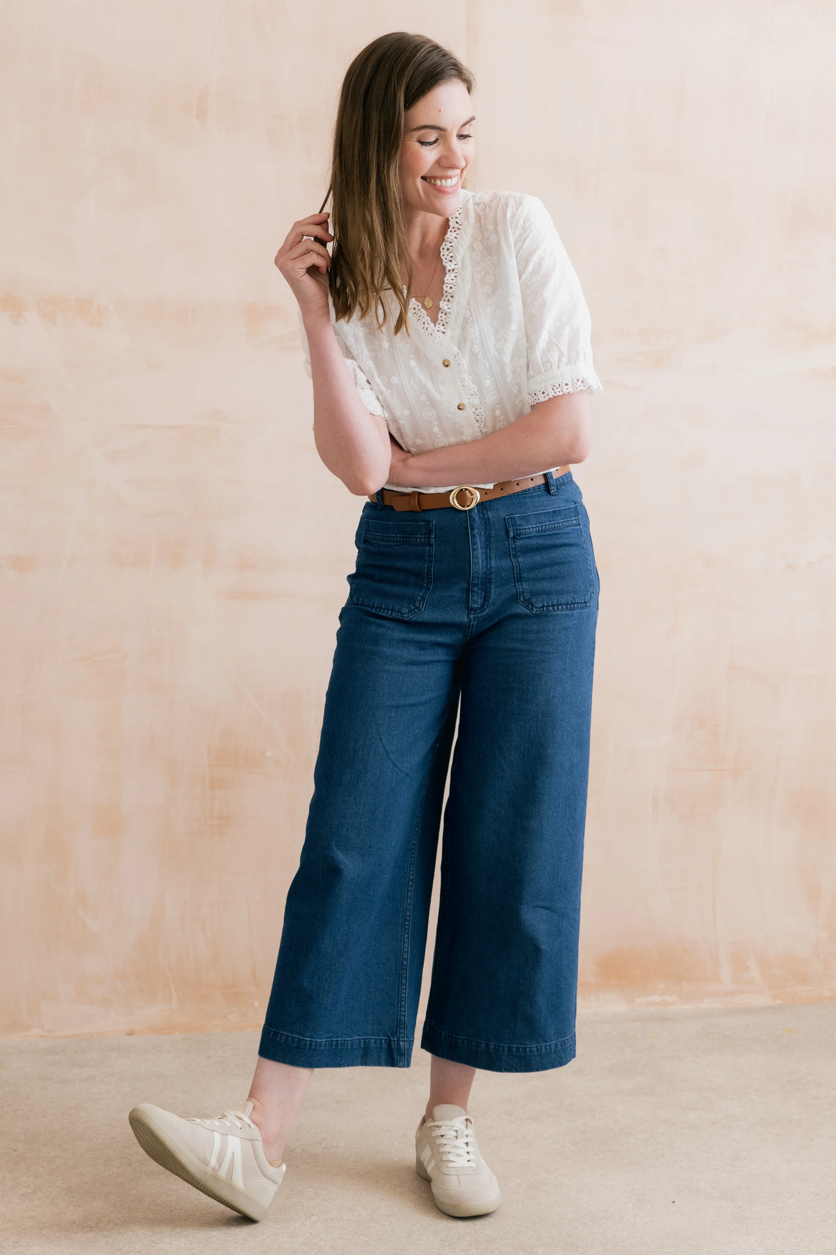 Wren Embroidered Cotton Frill Blouse White - Image 3
