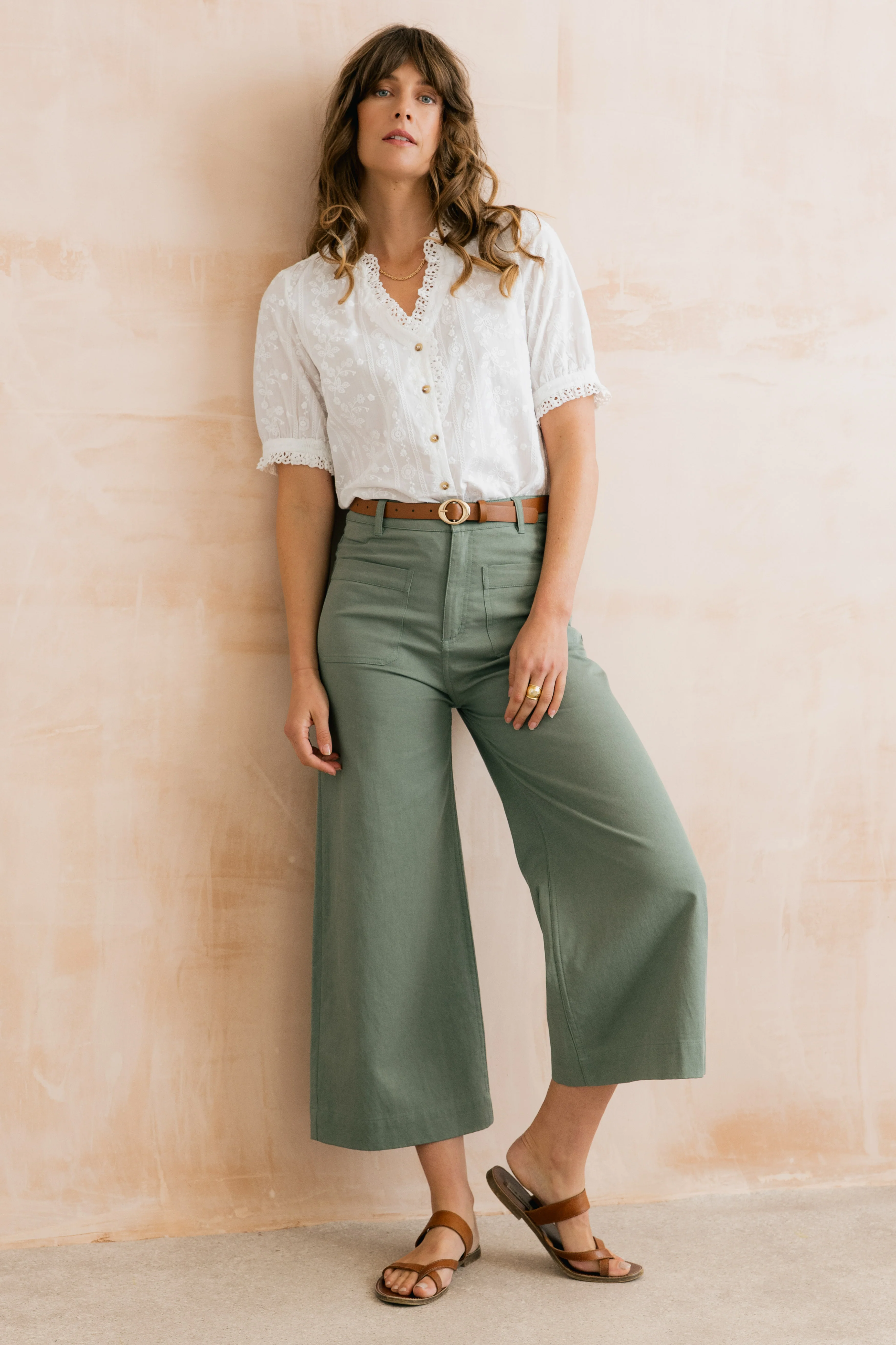Wren Embroidered Cotton Frill Blouse White - Image 8