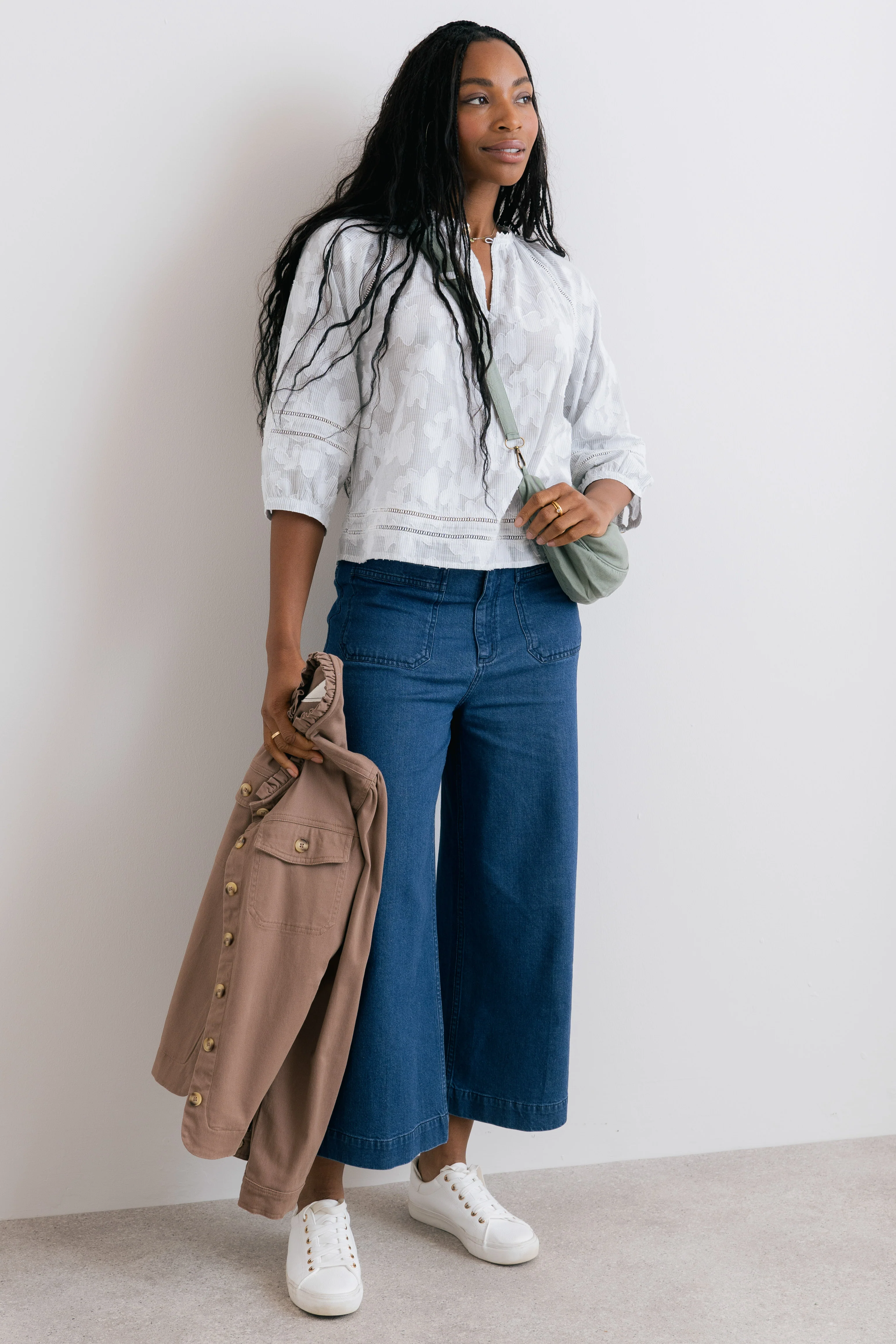 Zoe Cotton Jacquard Blouse Laurel - Image 2
