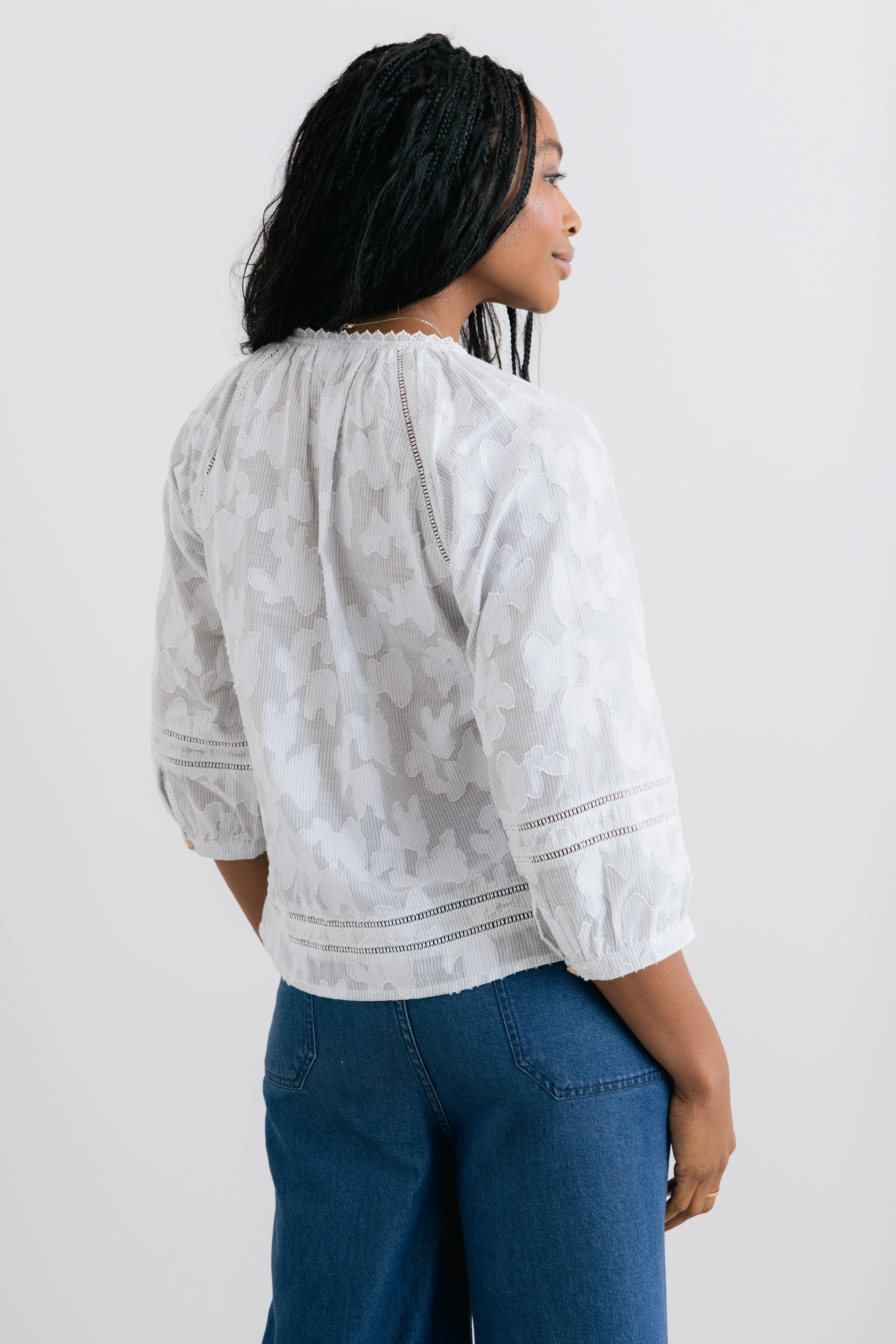 Zoe Cotton Jacquard Blouse Laurel - Image 4