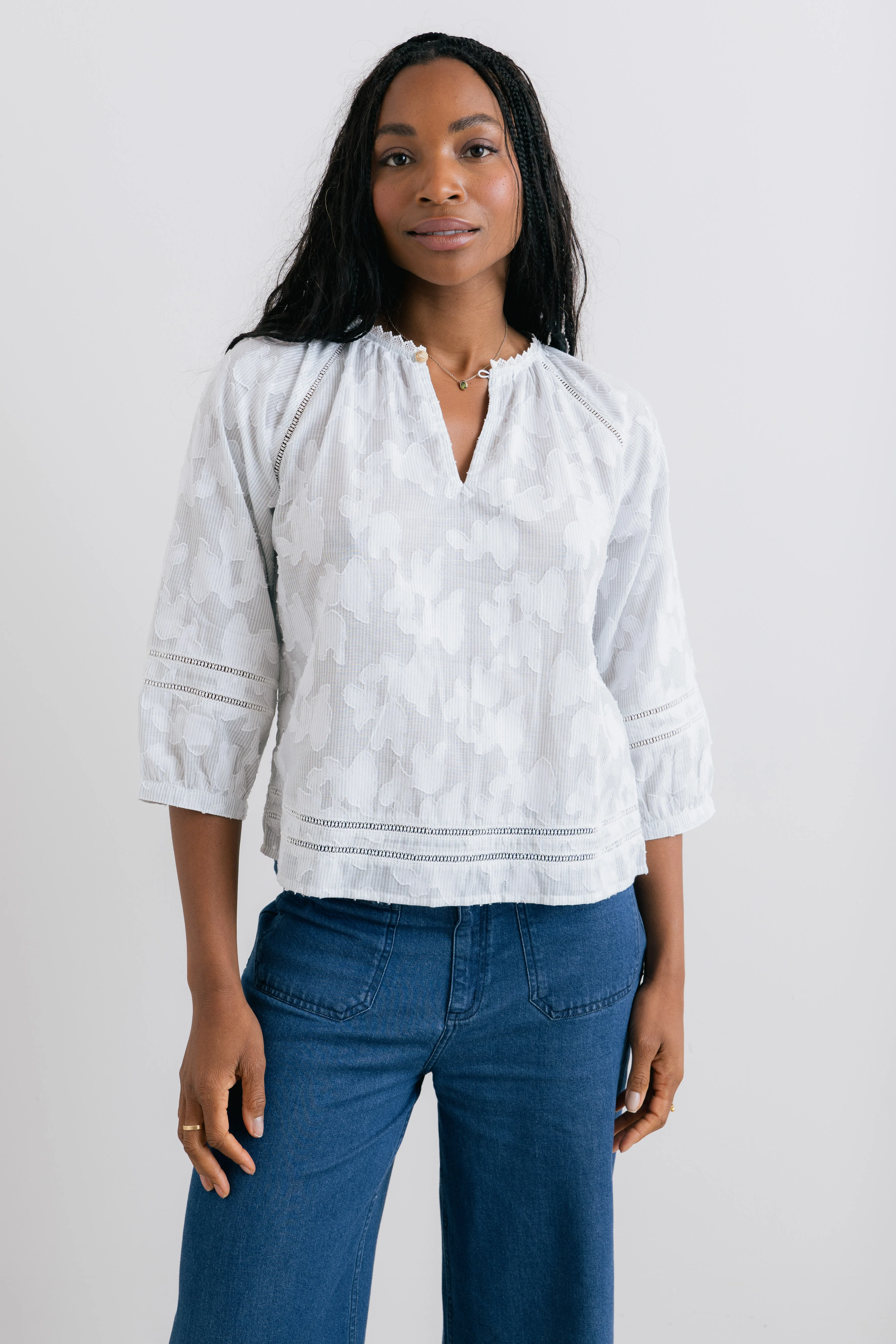 Zoe Cotton Jacquard Blouse Laurel - Image 6