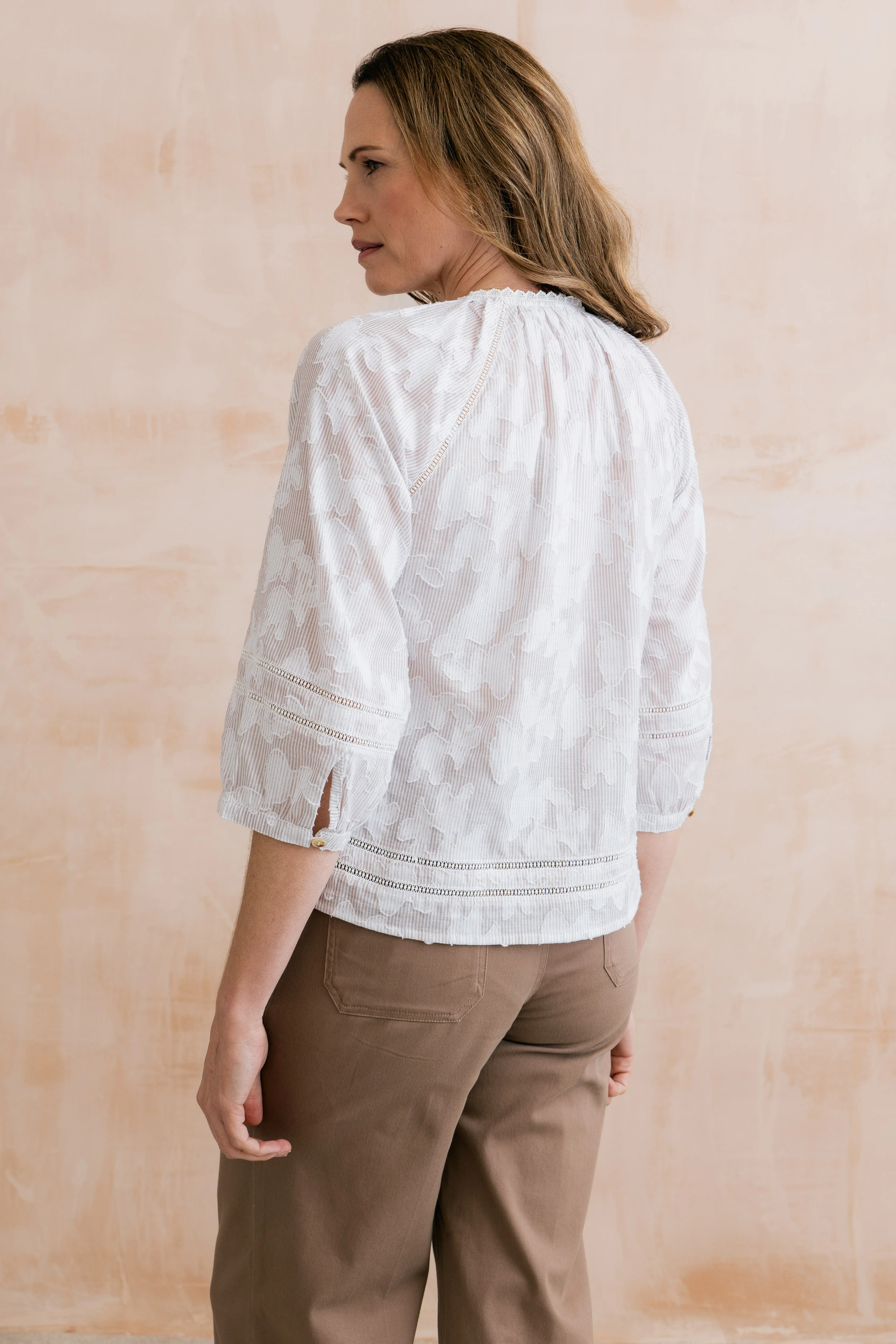 Zoe Cotton Jacquard Blouse Mocha - Image 4