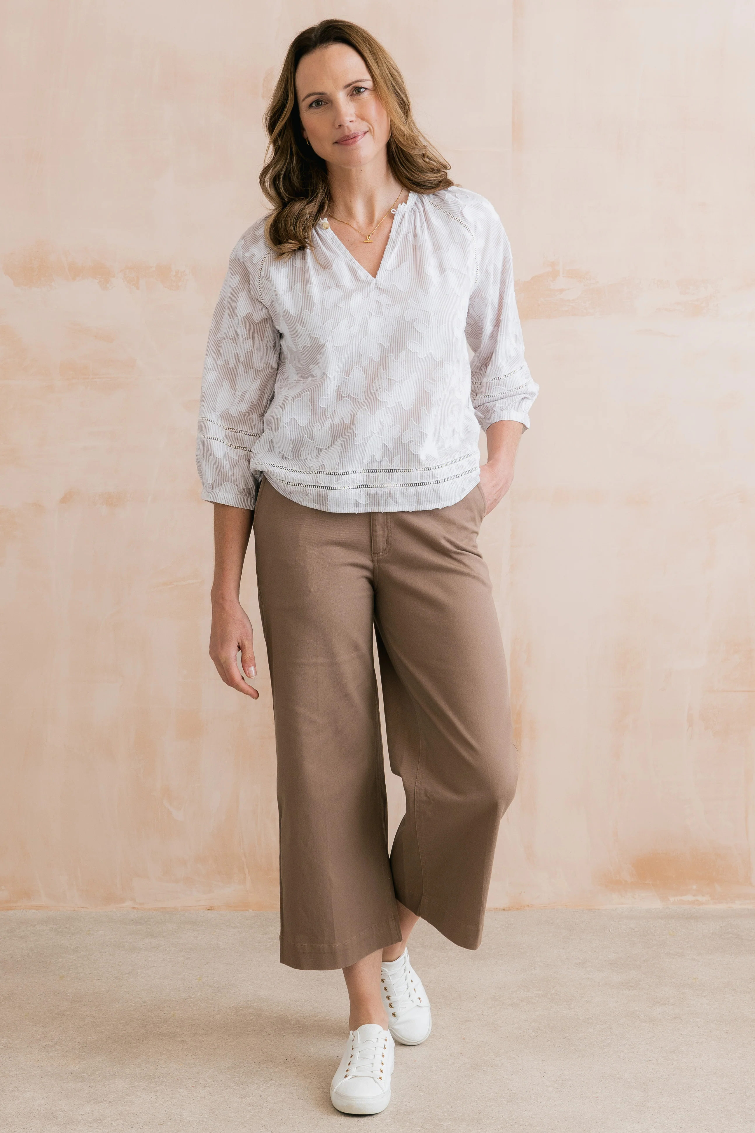 Zoe Cotton Jacquard Blouse Mocha - Image 6